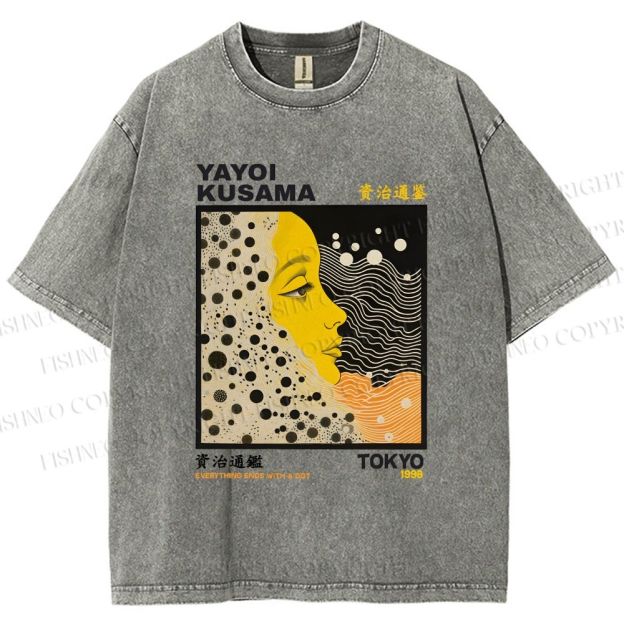 Unisex Yayoi Kusama Girl Printed Washed Tee