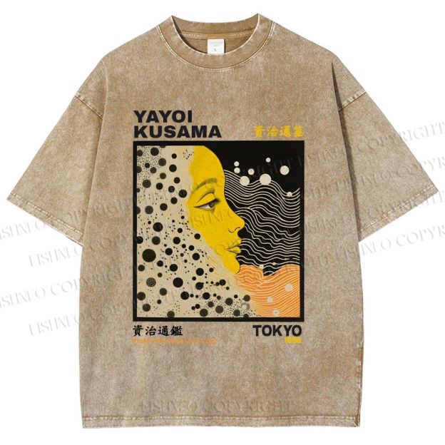 Unisex Yayoi Kusama Girl Printed Washed Tee