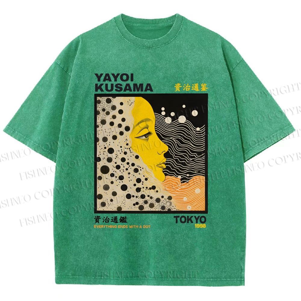 Unisex Yayoi Kusama Girl Printed Washed Tee