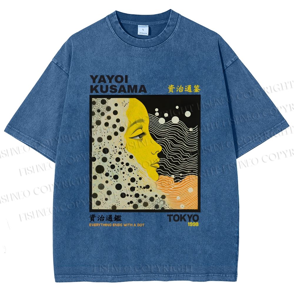 Unisex Yayoi Kusama Girl Printed Washed Tee