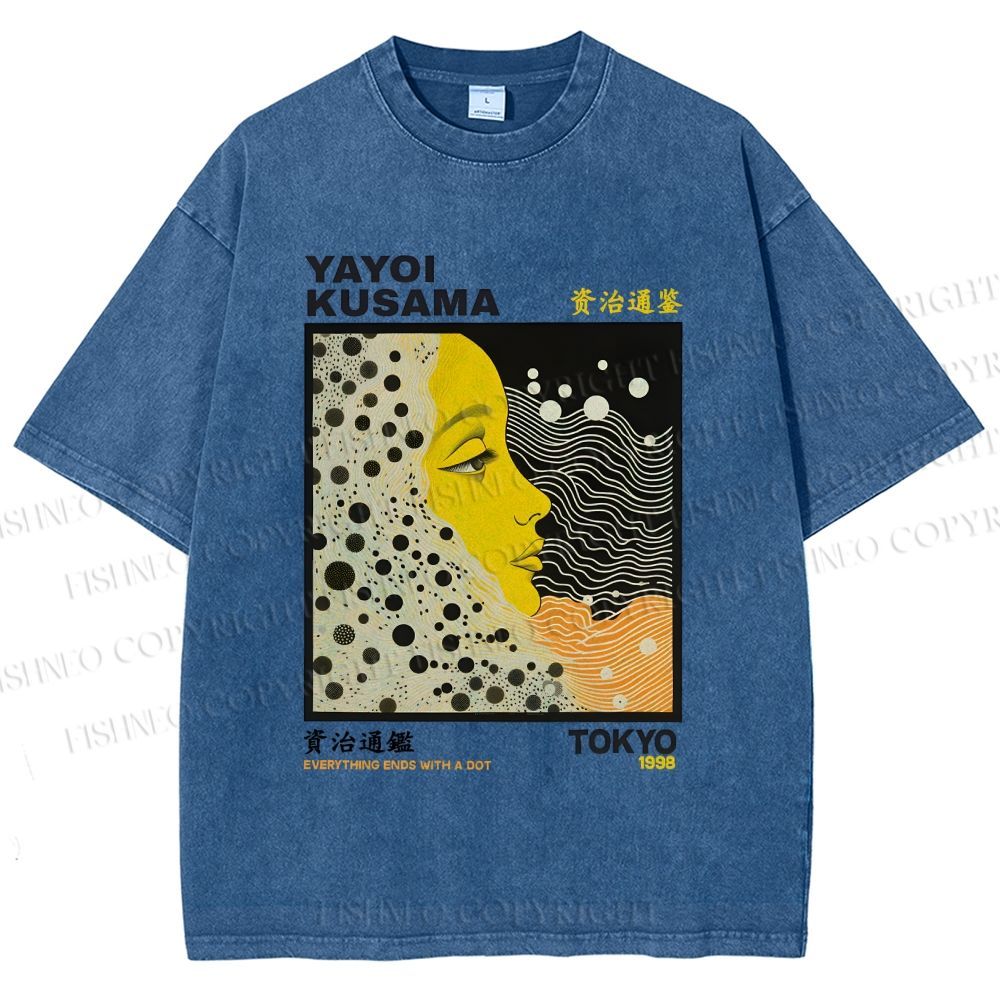Unisex Yayoi Kusama Girl Printed Washed Tee