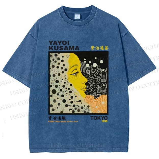 Unisex Yayoi Kusama Girl Printed Washed Tee