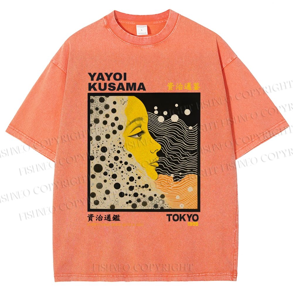 Unisex Yayoi Kusama Girl Printed Washed Tee