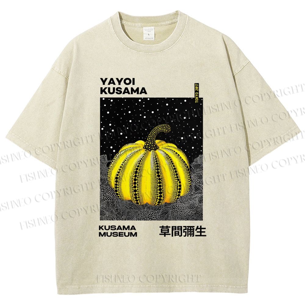 Unisex Yayoi Kusama Pumpkin Printed Washed Tee
