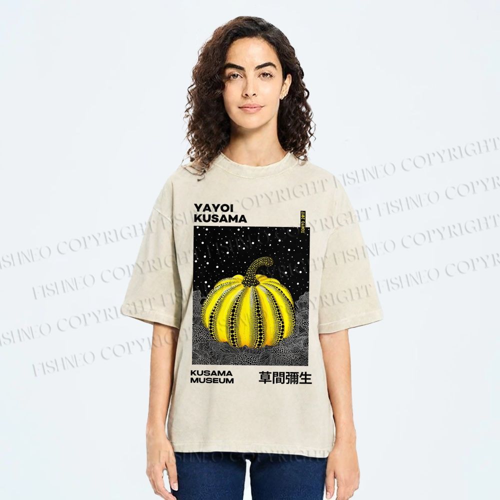 Unisex Yayoi Kusama Pumpkin Printed Washed Tee