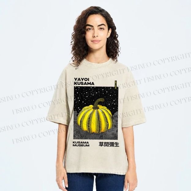 Unisex Yayoi Kusama Pumpkin Printed Washed Tee