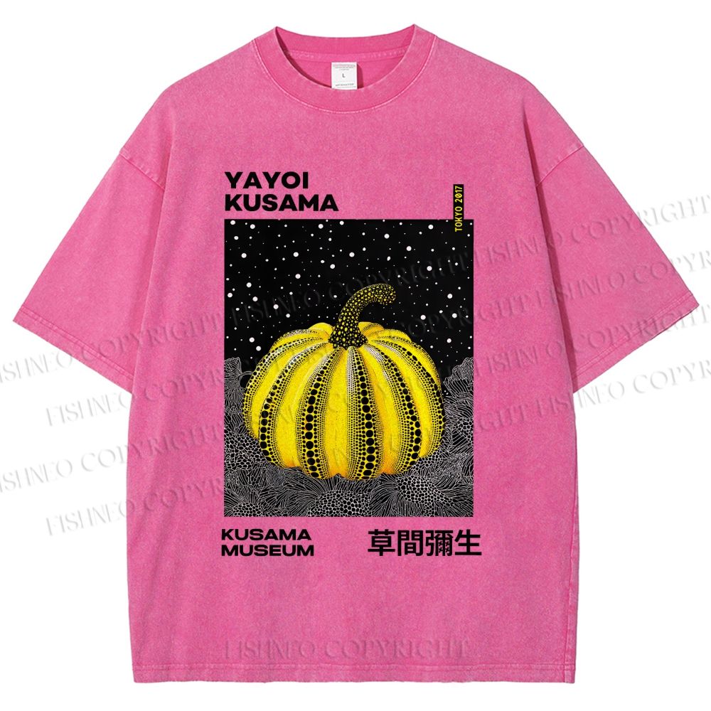 Unisex Yayoi Kusama Pumpkin Printed Washed Tee