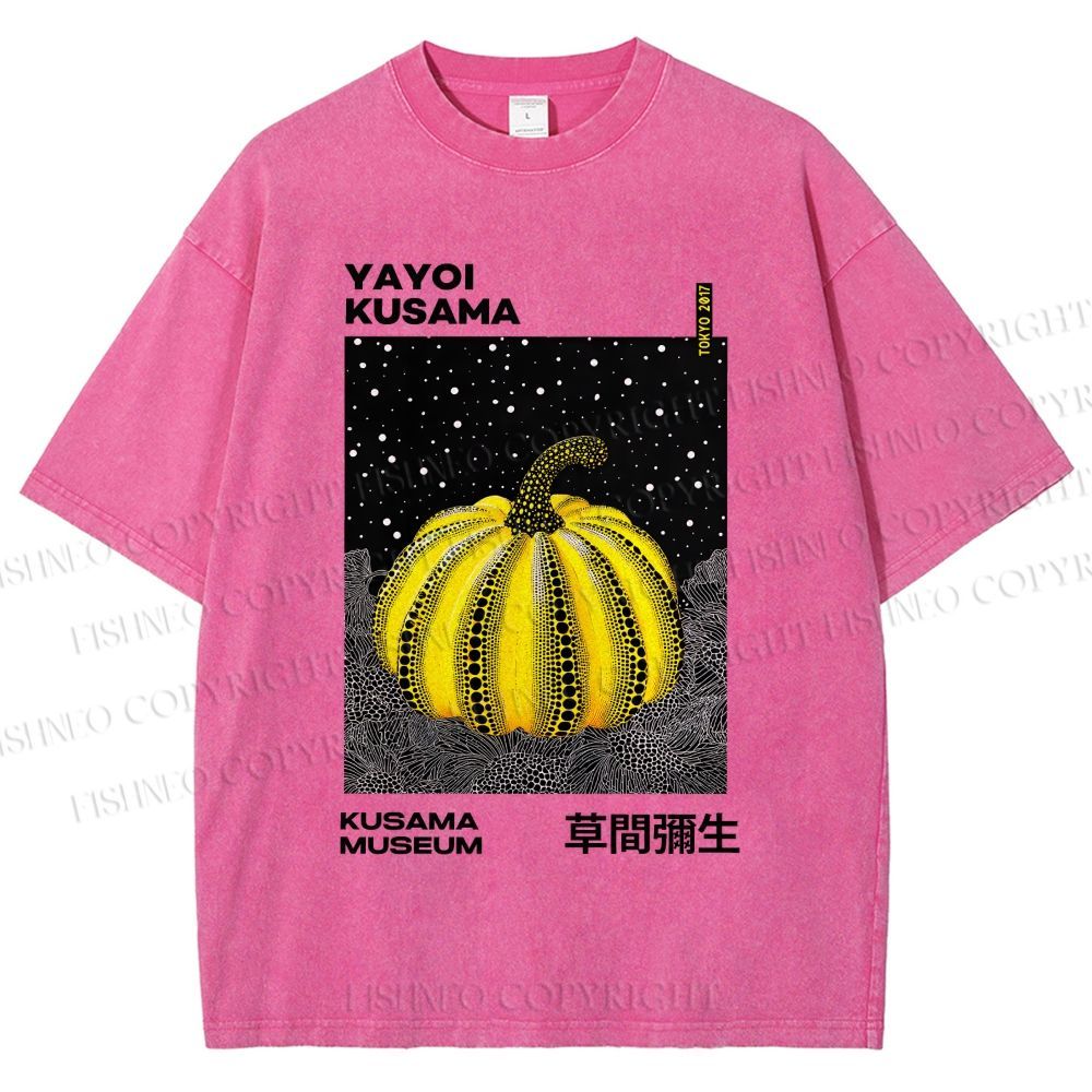 Unisex Yayoi Kusama Pumpkin Printed Washed Tee