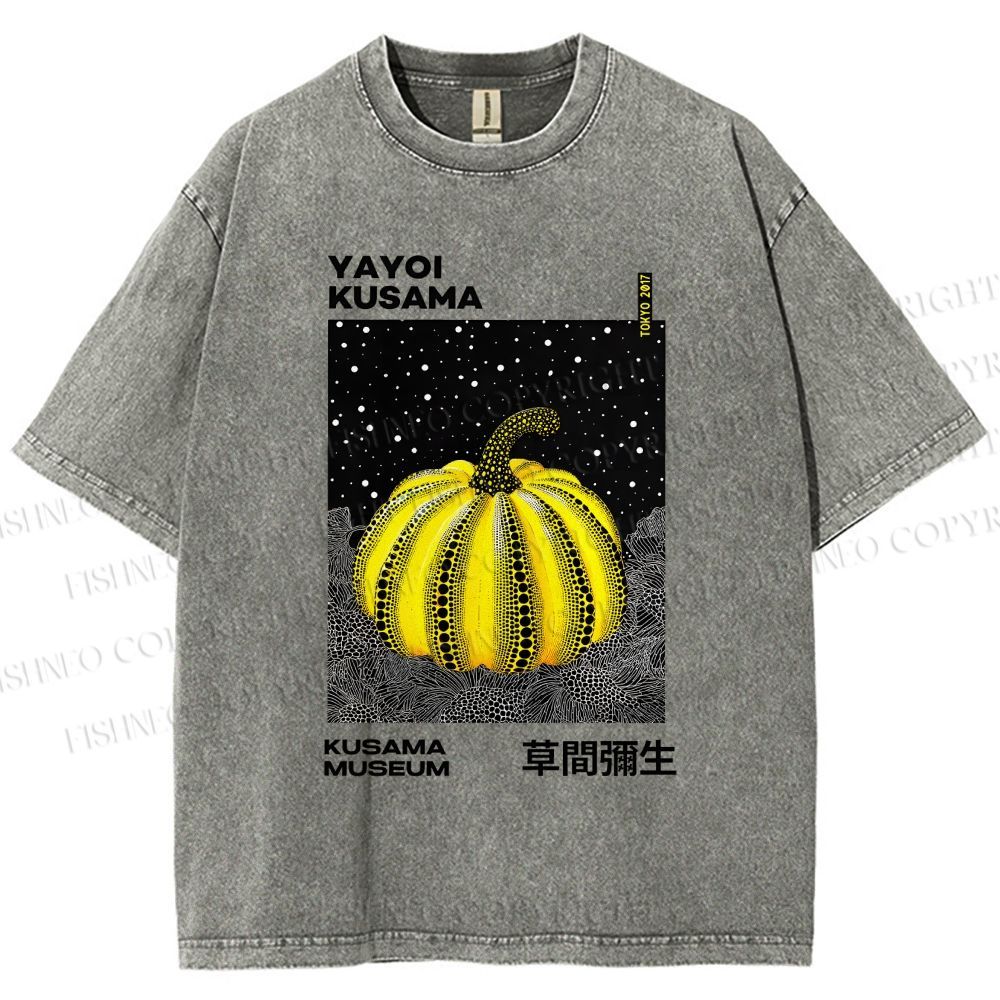 Unisex Yayoi Kusama Pumpkin Printed Washed Tee