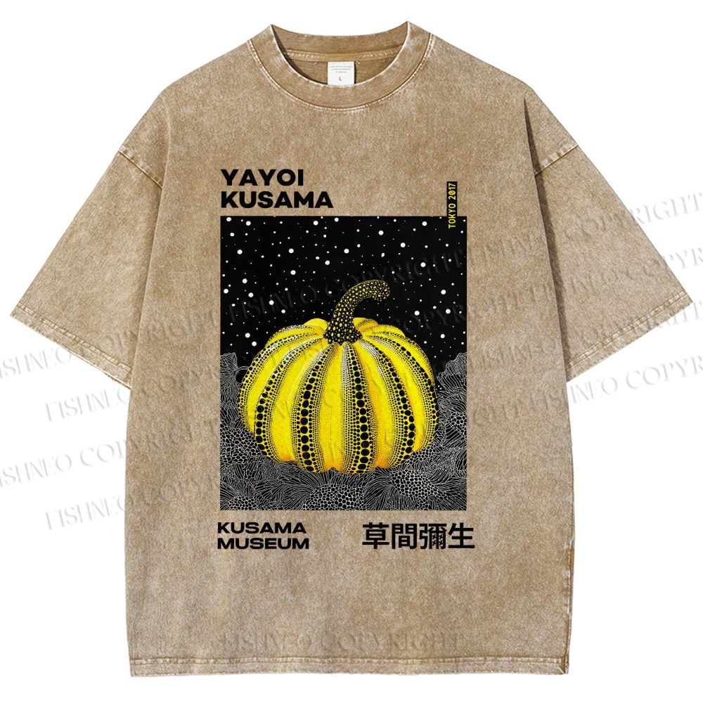 Unisex Yayoi Kusama Pumpkin Printed Washed Tee