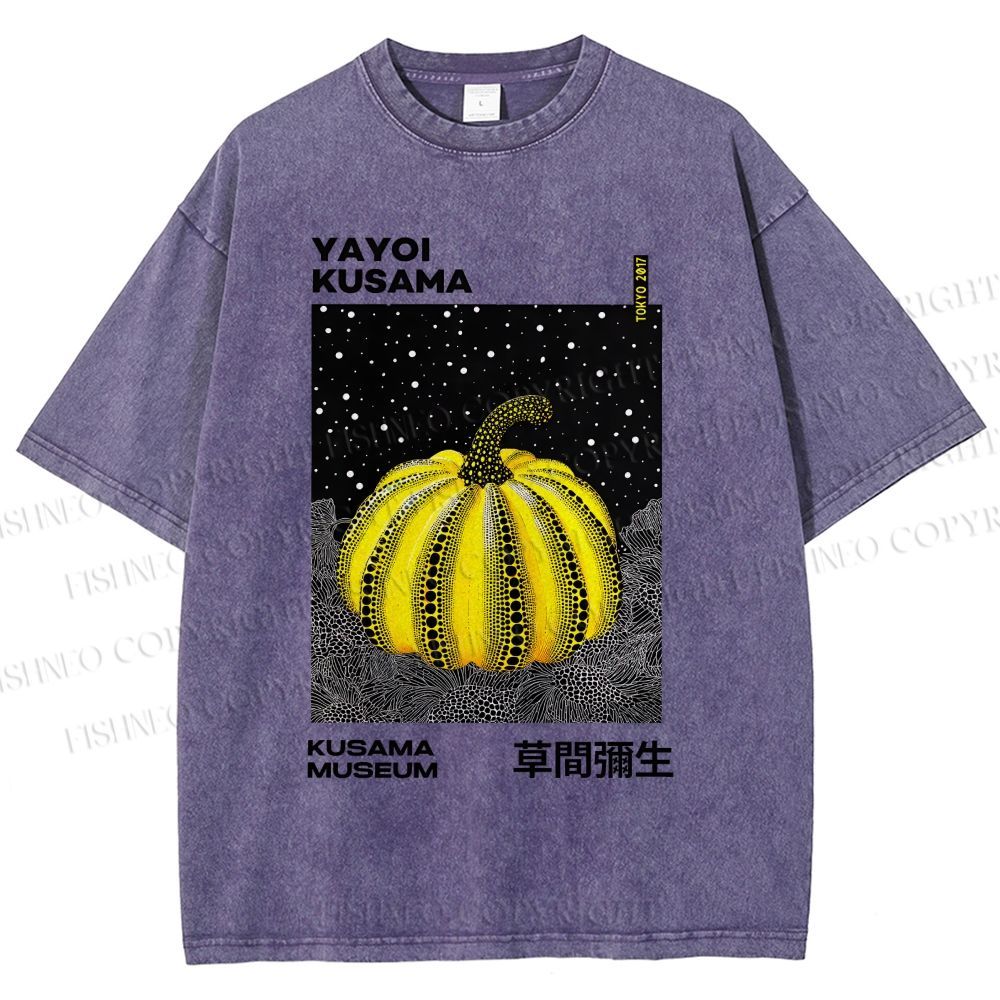 Unisex Yayoi Kusama Pumpkin Printed Washed Tee