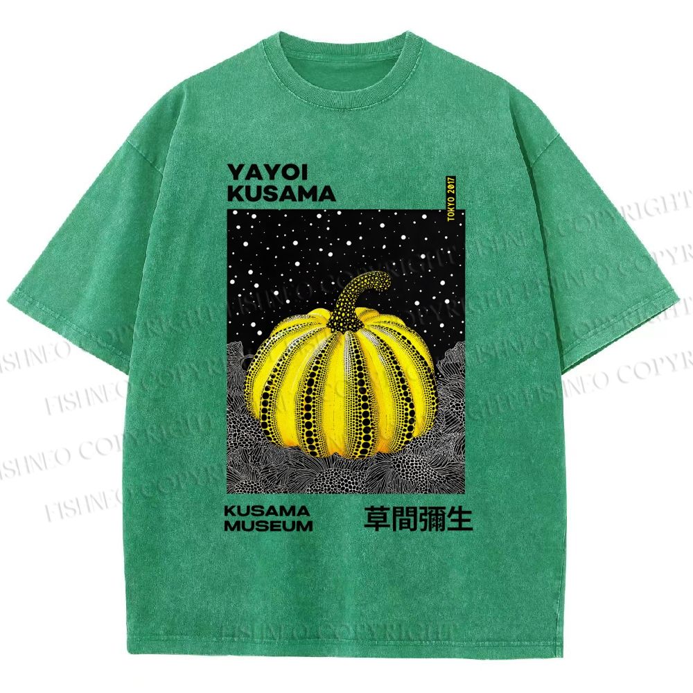 Unisex Yayoi Kusama Pumpkin Printed Washed Tee
