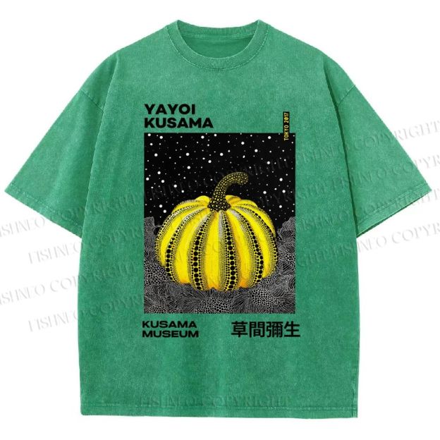 Unisex Yayoi Kusama Pumpkin Printed Washed Tee