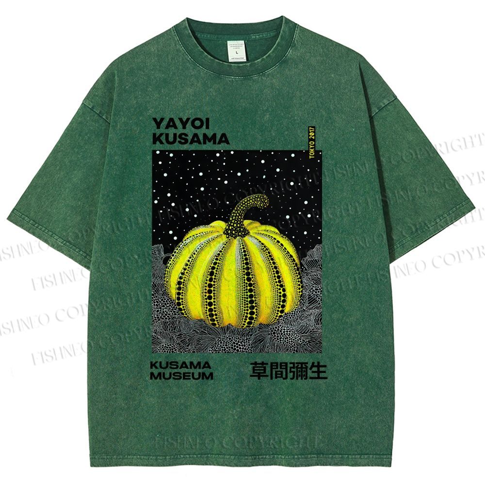 Unisex Yayoi Kusama Pumpkin Printed Washed Tee