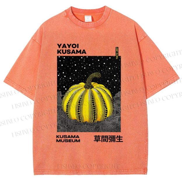 Unisex Yayoi Kusama Pumpkin Printed Washed Tee