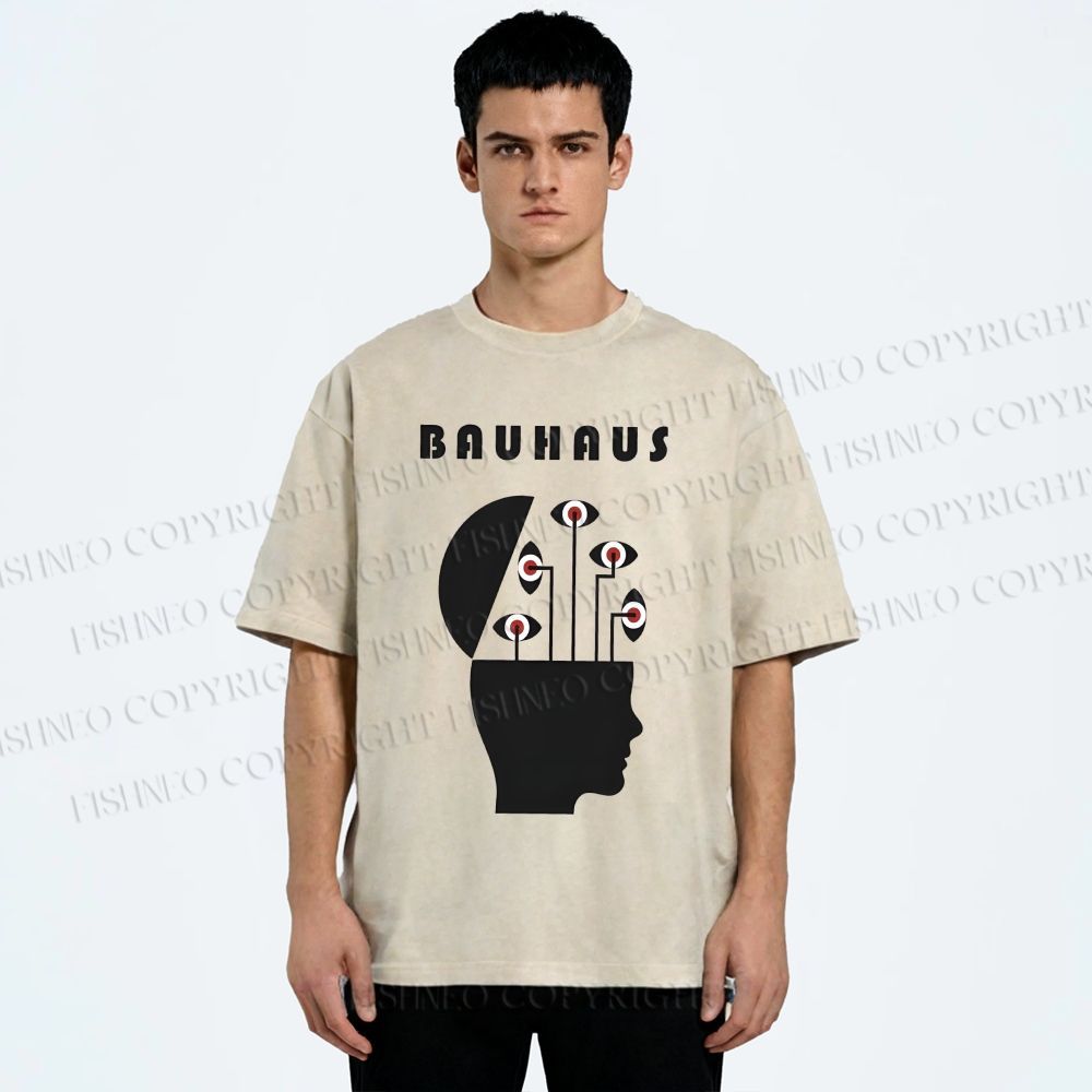 Unisex Bauhaus Creative Eyes Printed Washed Tee