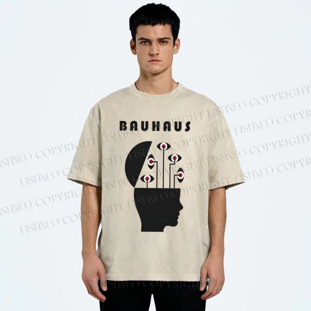 Unisex Bauhaus Creative Eyes Printed Washed Tee