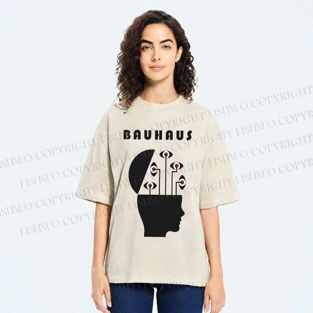 Unisex Bauhaus Creative Eyes Printed Washed Tee