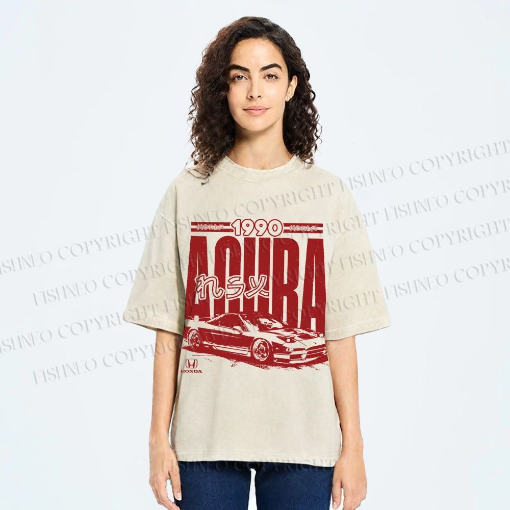 Unisex Acura Car Honda Printed Washed Tee