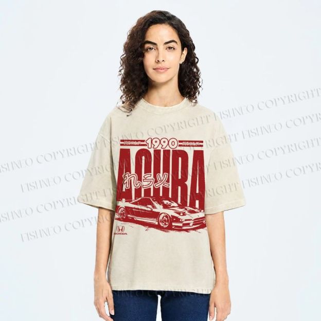 Unisex Acura Car Honda Printed Washed Tee