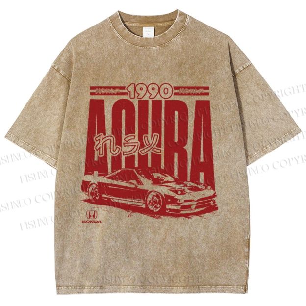 Unisex Acura Car Honda Printed Washed Tee