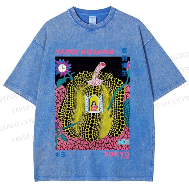 Unisex Yayoi Kusama Pumpkin Printed Washed Tee