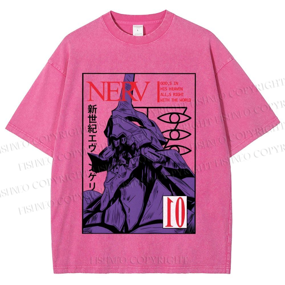 Unisex Neon Genesis Evangelion Printed Washed Tee