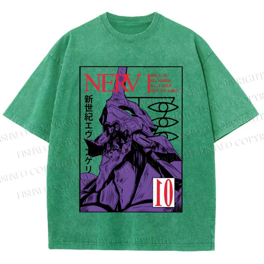 Unisex Neon Genesis Evangelion Printed Washed Tee
