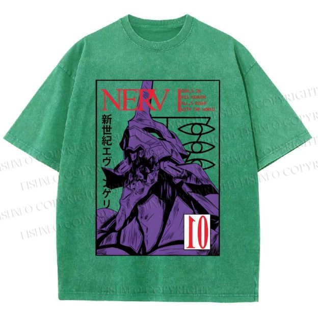 Unisex Neon Genesis Evangelion Printed Washed Tee