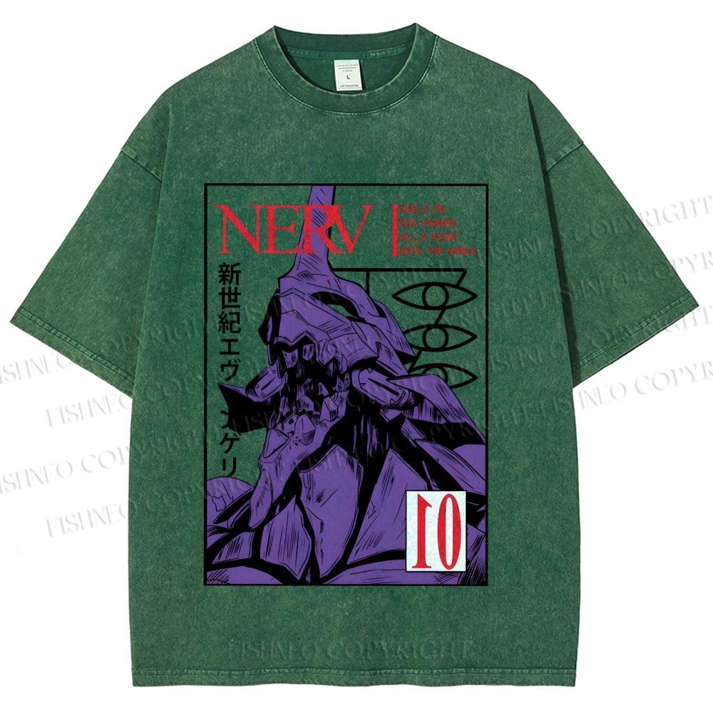 Unisex Neon Genesis Evangelion Printed Washed Tee