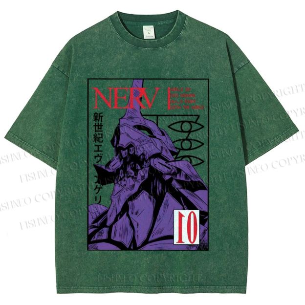 Unisex Neon Genesis Evangelion Printed Washed Tee