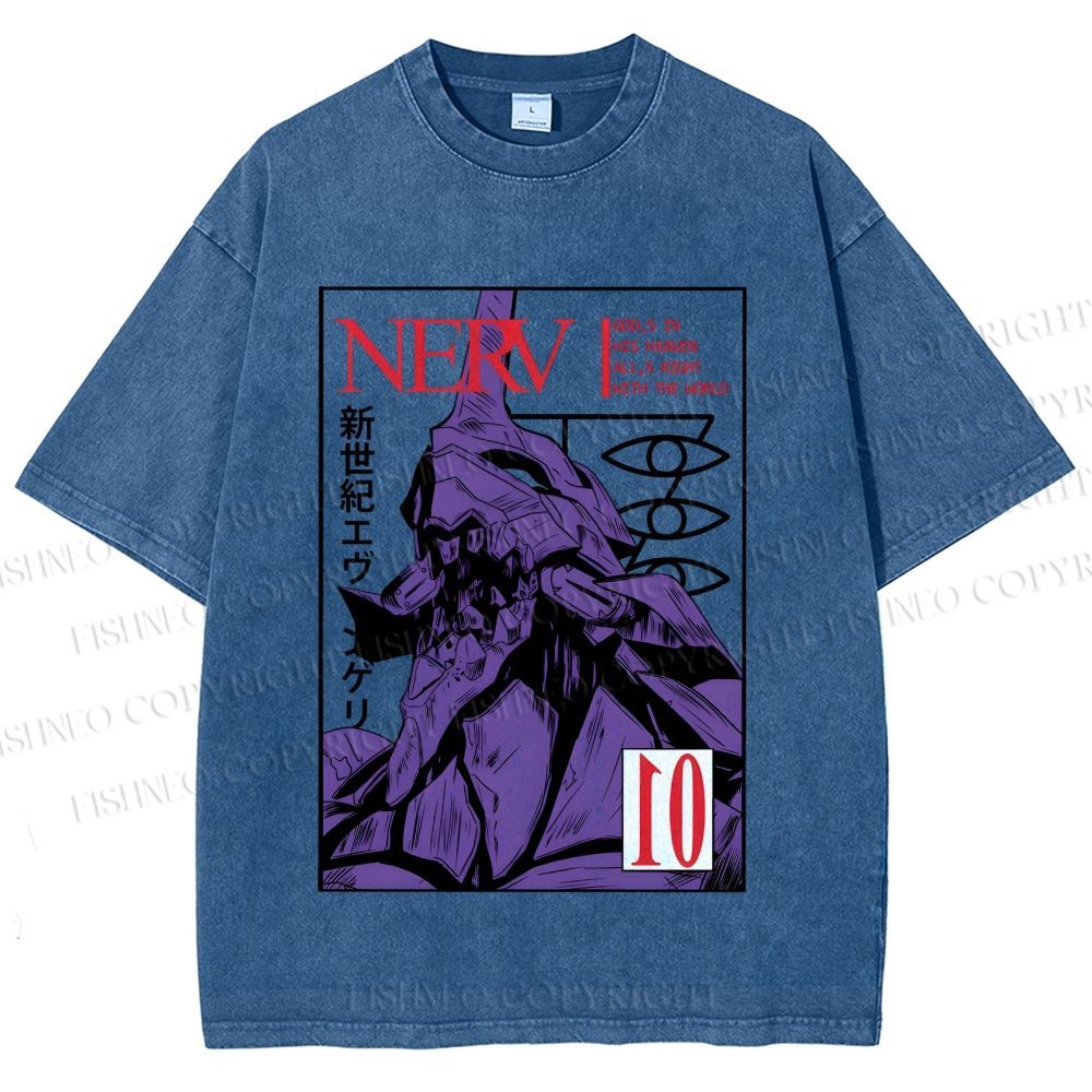 Unisex Neon Genesis Evangelion Printed Washed Tee