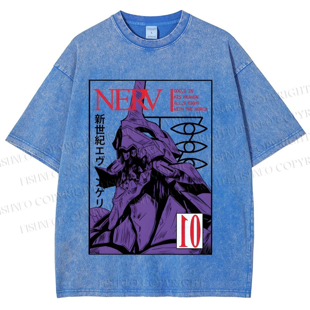 Unisex Neon Genesis Evangelion Printed Washed Tee