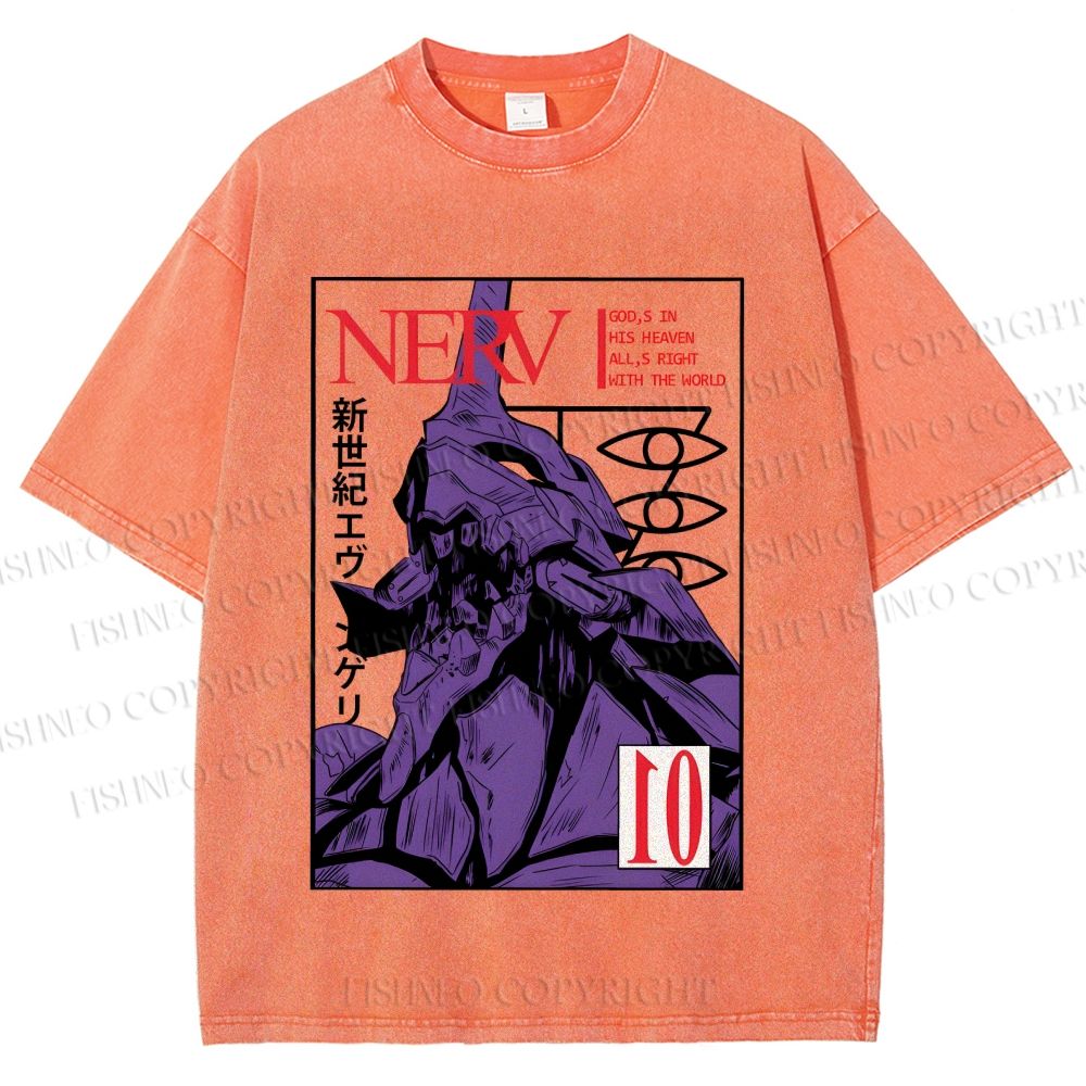 Unisex Neon Genesis Evangelion Printed Washed Tee