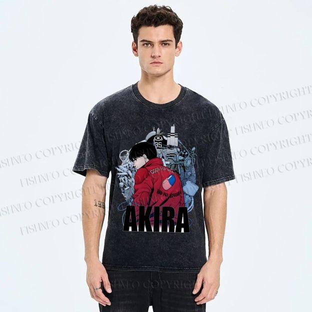 Unisex Akira Shotaro Kaneda Printed Washed Tee