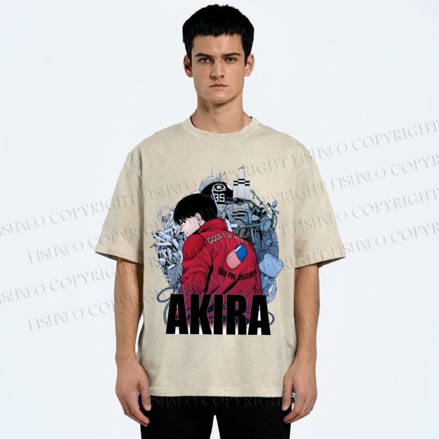Unisex Akira Shotaro Kaneda Printed Washed Tee