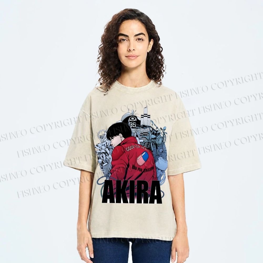 Unisex Akira Shotaro Kaneda Printed Washed Tee