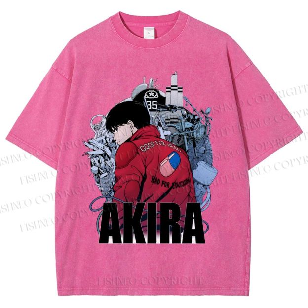 Unisex Akira Shotaro Kaneda Printed Washed Tee