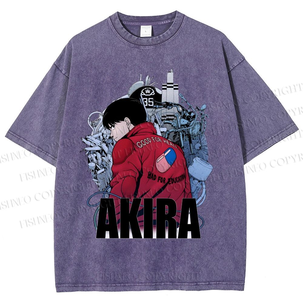 Unisex Akira Shotaro Kaneda Printed Washed Tee