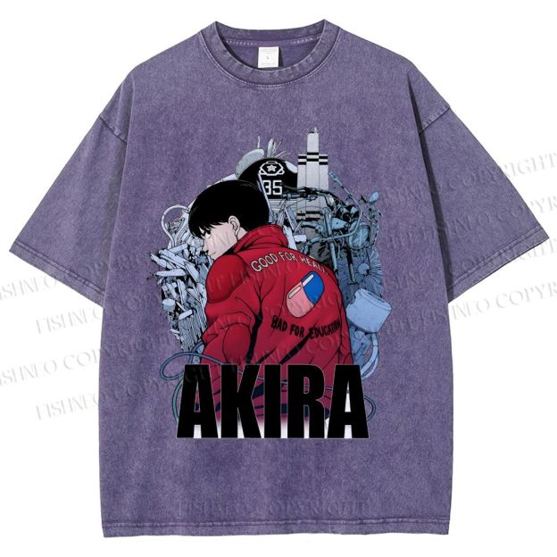 Unisex Akira Shotaro Kaneda Printed Washed Tee