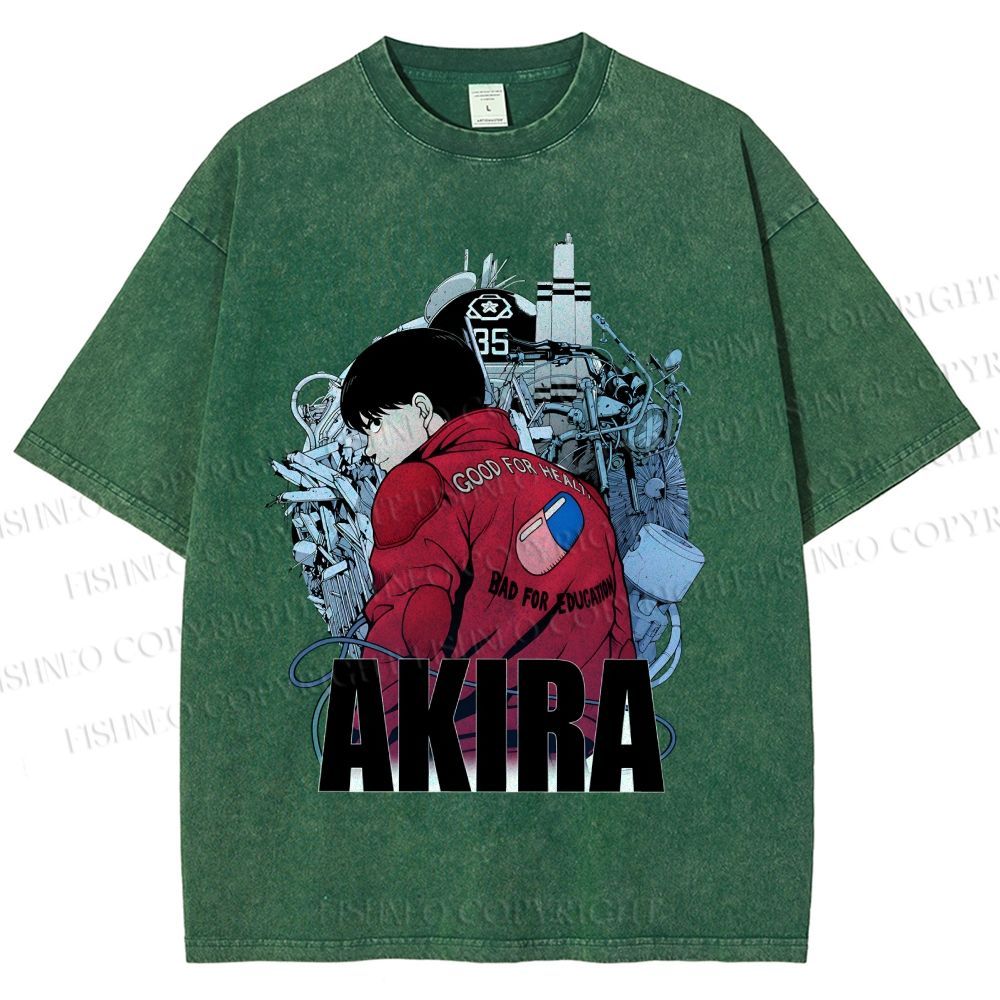 Unisex Akira Shotaro Kaneda Printed Washed Tee