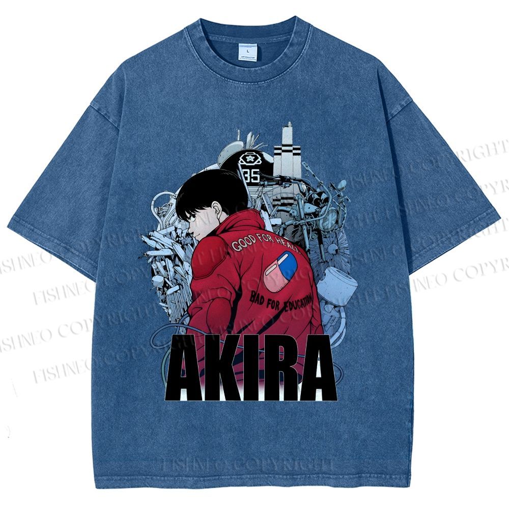 Unisex Akira Shotaro Kaneda Printed Washed Tee