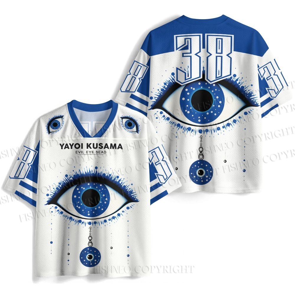 Yayoi Kusama Artistic Blue Eyes Printed Jersey Shirts