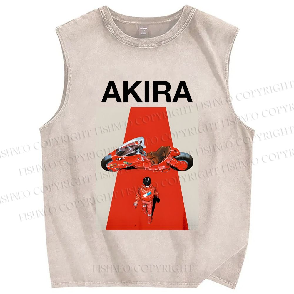 Unisex Akira Shotaro Kaneda Printed Washed Tank Top