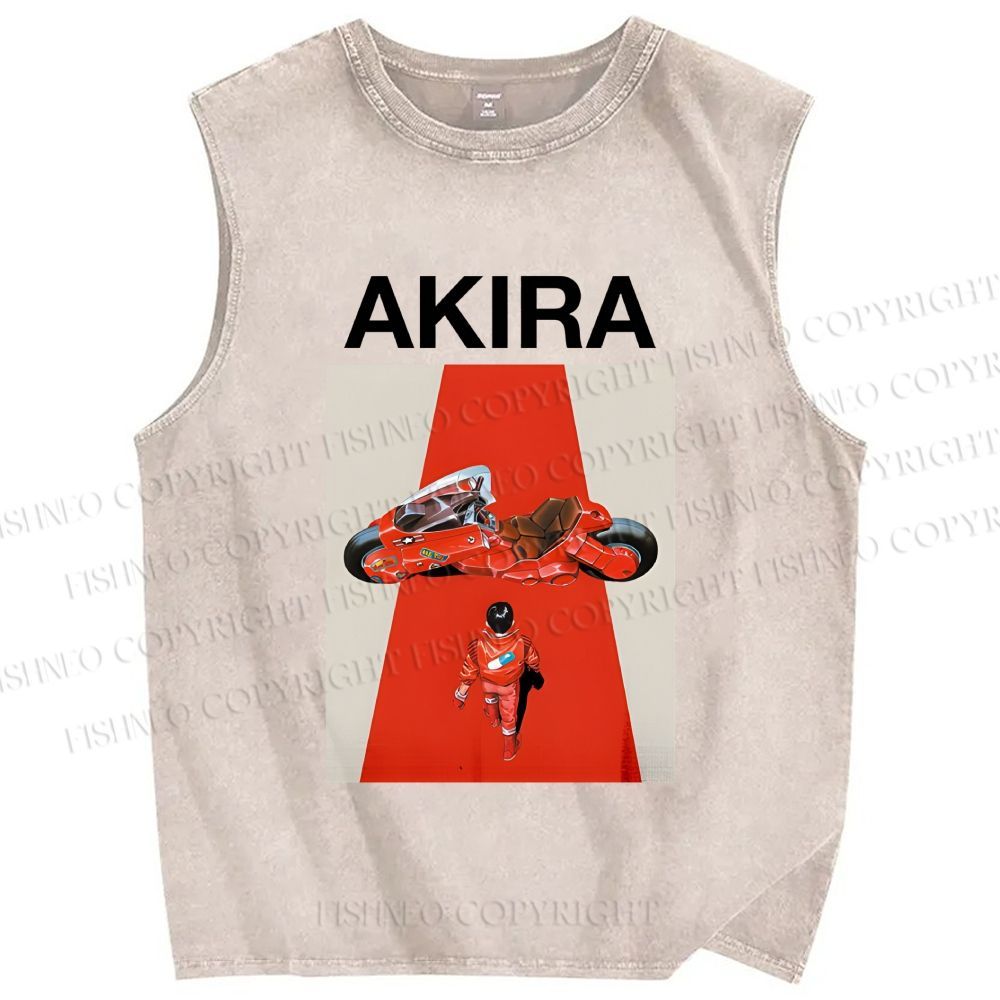Unisex Akira Shotaro Kaneda Printed Washed Tank Top