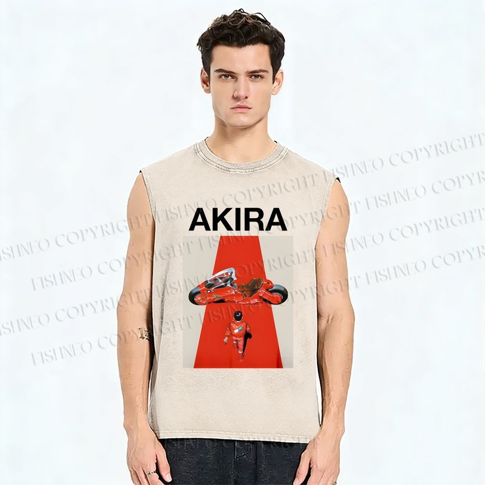 Unisex Akira Shotaro Kaneda Printed Washed Tank Top
