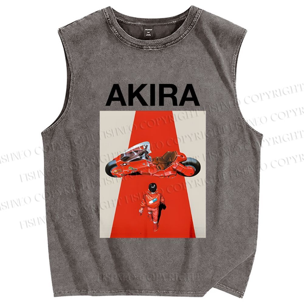 Unisex Akira Shotaro Kaneda Printed Washed Tank Top