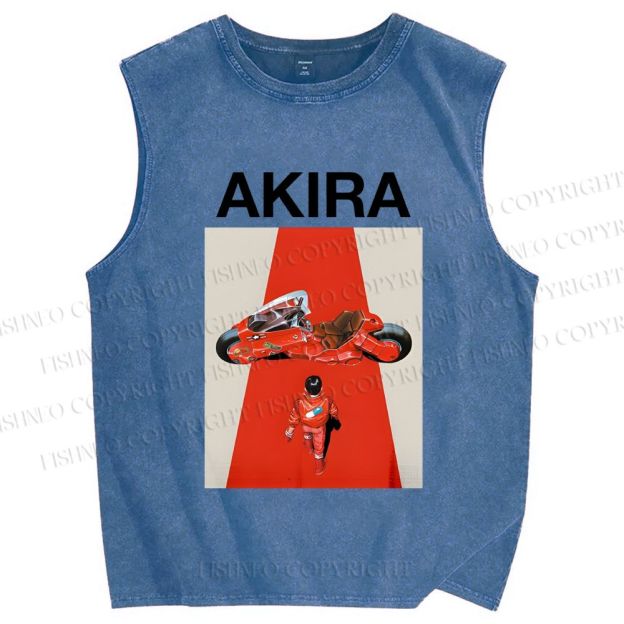 Unisex Akira Shotaro Kaneda Printed Washed Tank Top
