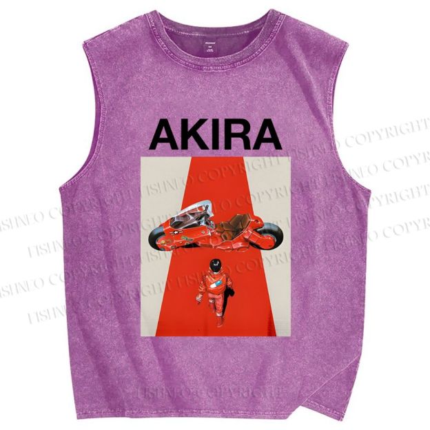 Unisex Akira Shotaro Kaneda Printed Washed Tank Top