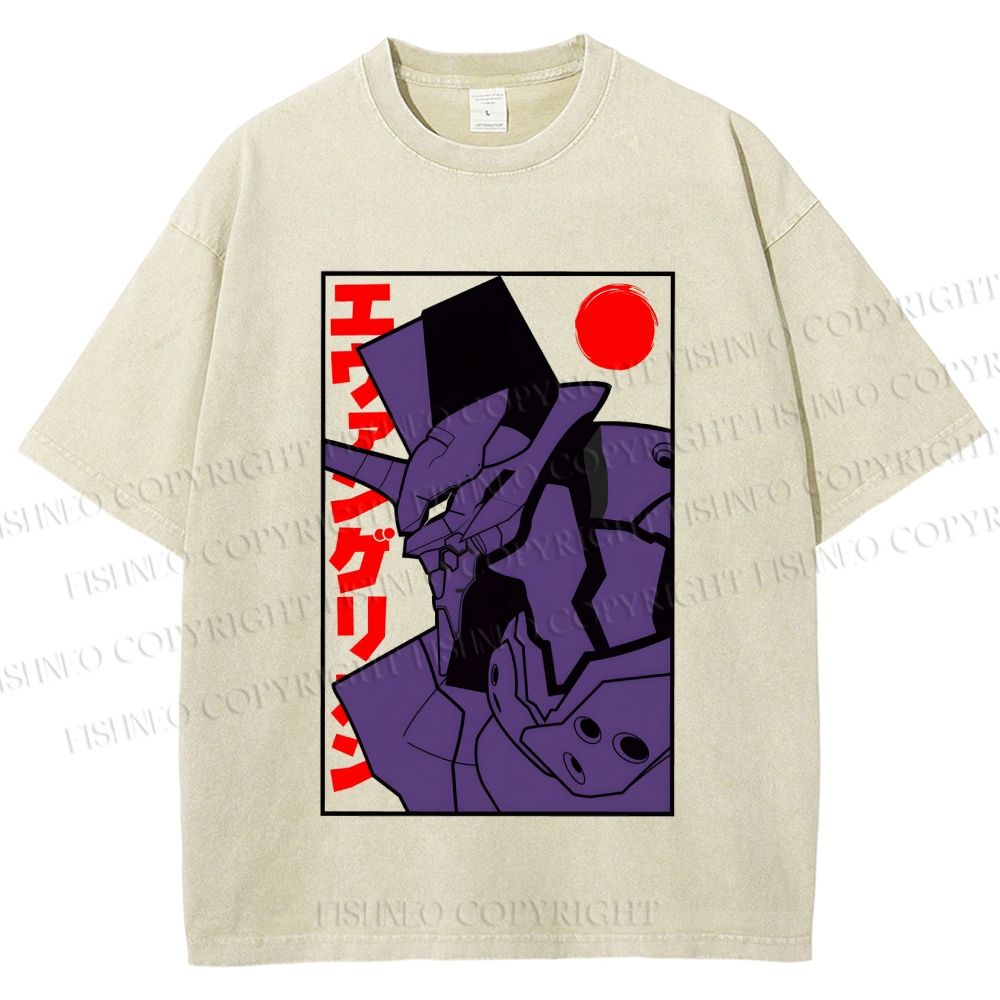 Unisex Neon Genesis Evangelion Printed Washed Tee